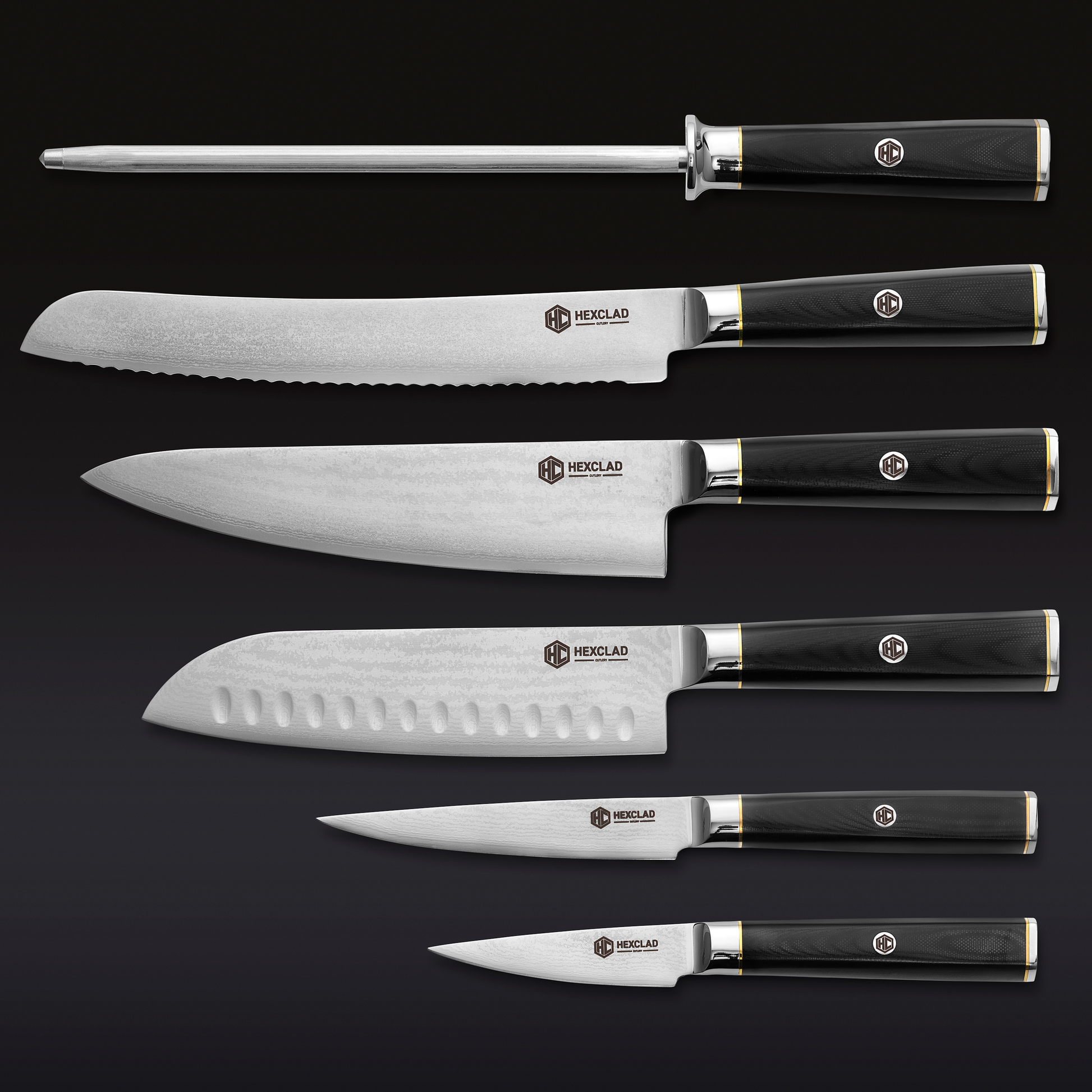 Master Series Damascus Steel Knife Set, 6-pc